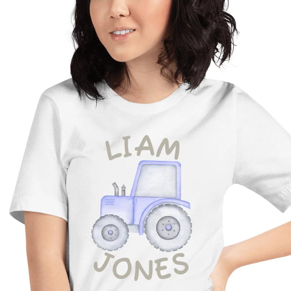 Custom Watercolor Blue Construction Trucks T-Shirt - ART-TSH161 - ARTFULANE