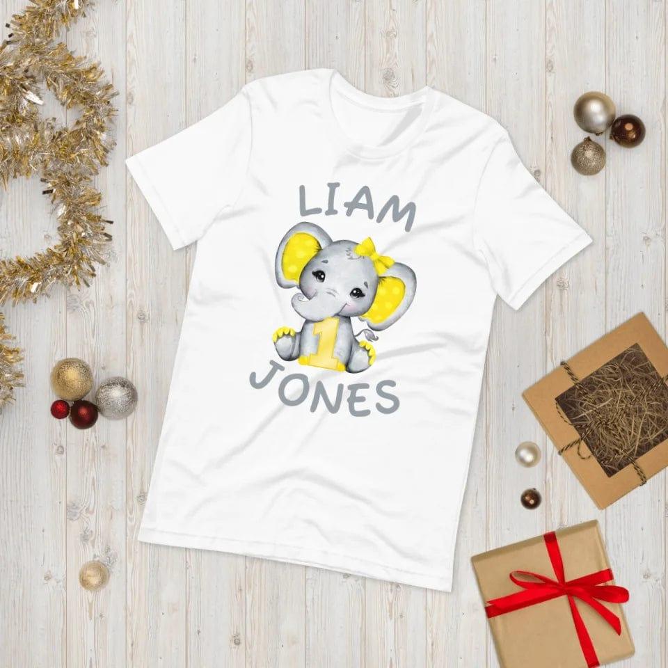 Custom Grey Elephant with Yellow Ears & Number T-Shirt - ART-TSH163 - ARTFULANE