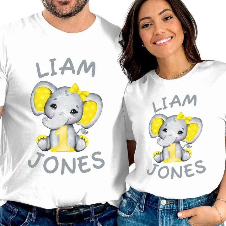 Custom Grey Elephant with Yellow Ears & Number T-Shirt - ART-TSH163 - ARTFULANE