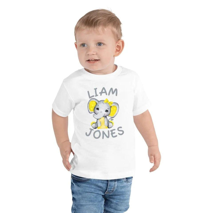 Custom Grey Elephant with Yellow Ears & Number T-Shirt - ART-TSH163 - ARTFULANE