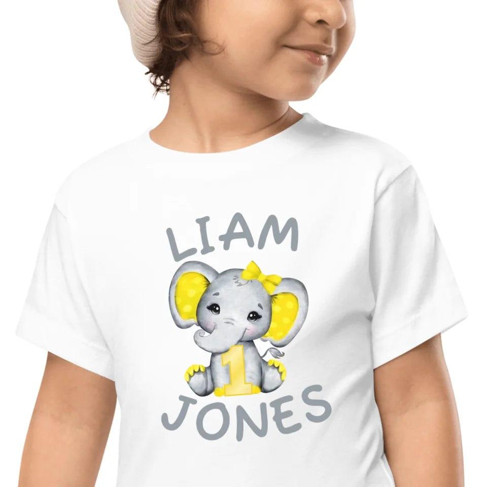 Custom Grey Elephant with Yellow Ears & Number T-Shirt - ART-TSH163 - ARTFULANE