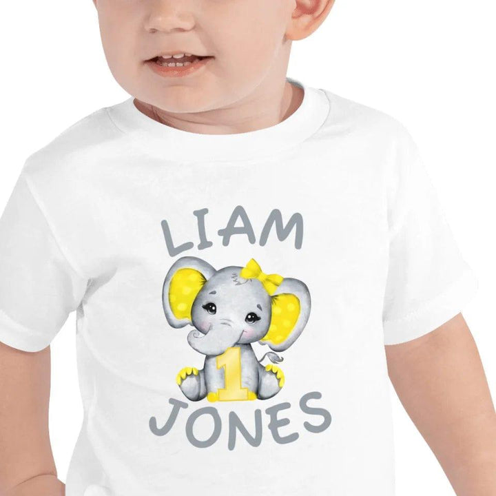 Custom Grey Elephant with Yellow Ears & Number T-Shirt - ART-TSH163 - ARTFULANE