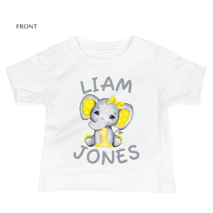 Custom Grey Elephant with Yellow Ears & Number T-Shirt - ART-TSH163 - ARTFULANE