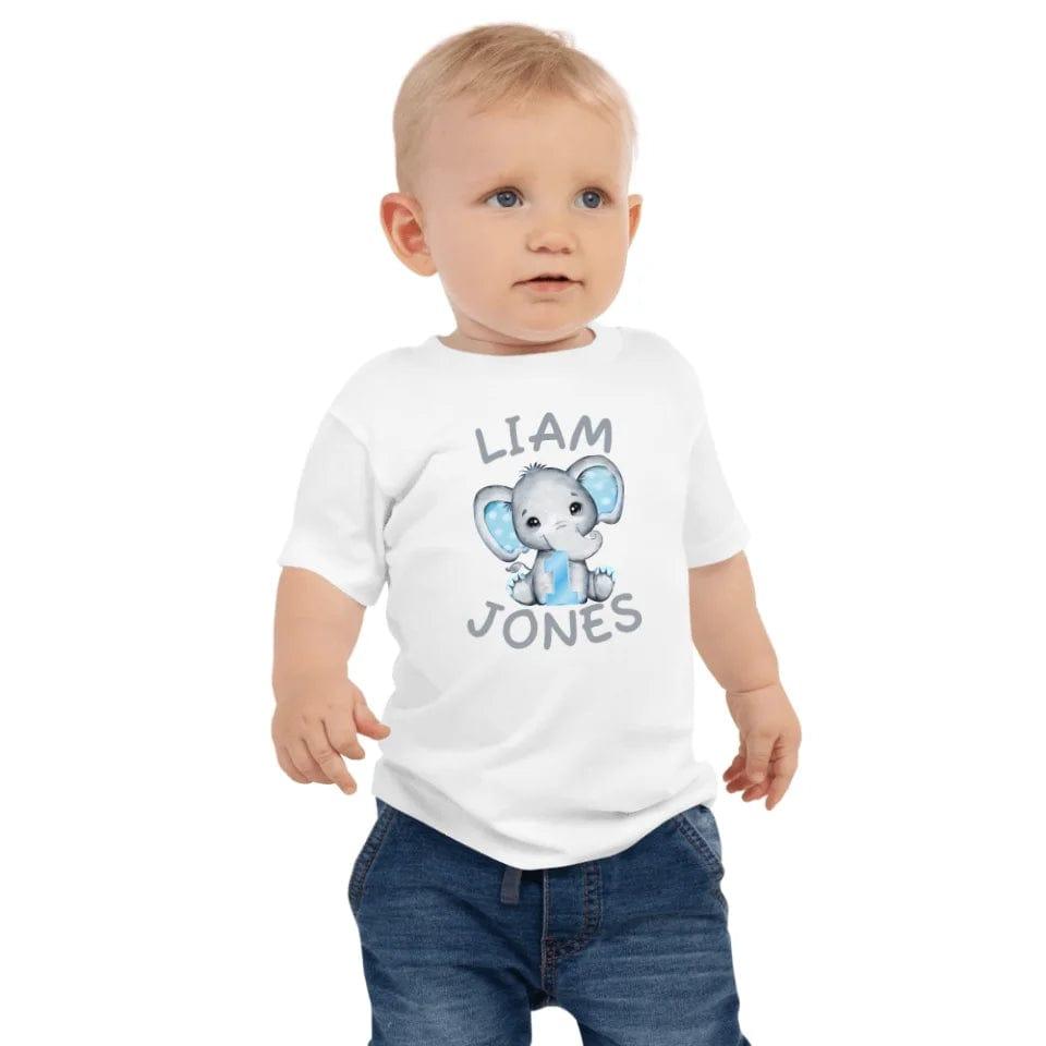 Custom Grey Elephant with Blue Ears & Number T-Shirt - ART-TSH164 - ARTFULANE