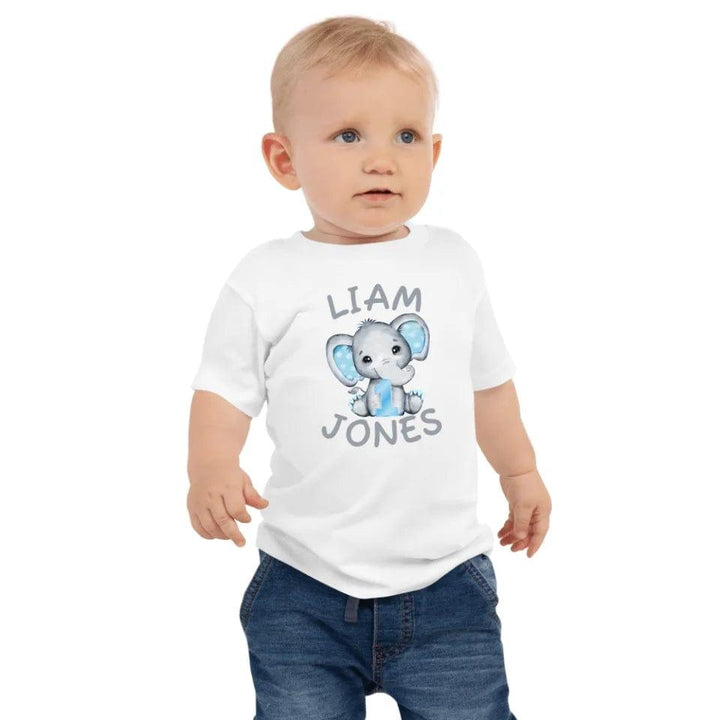 Custom Grey Elephant with Blue Ears & Number T-Shirt - ART-TSH164 - ARTFULANE