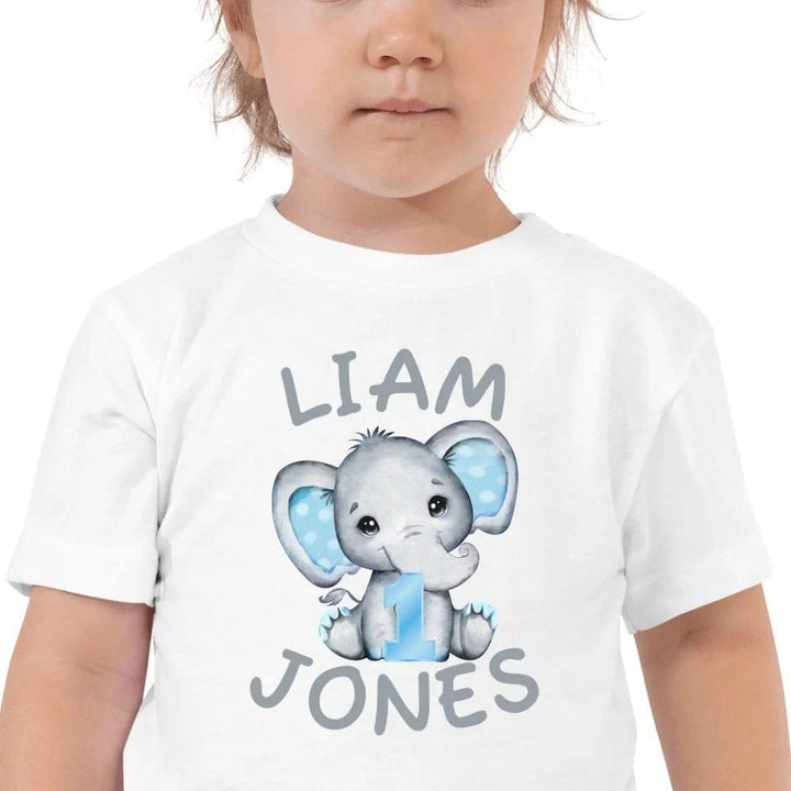 Custom Grey Elephant with Blue Ears & Number T-Shirt - ART-TSH164 - ARTFULANE