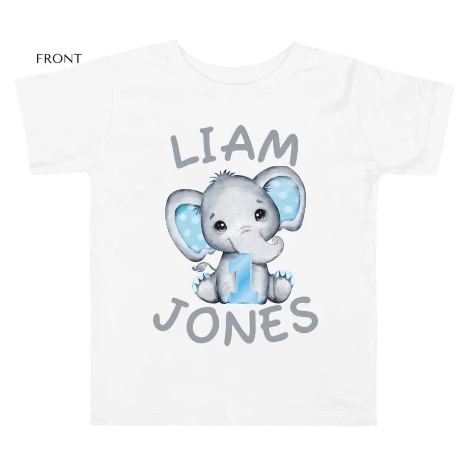 Custom Grey Elephant with Blue Ears & Number T-Shirt - ART-TSH164 - ARTFULANE