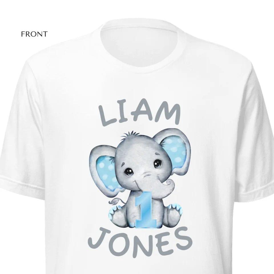 Custom Grey Elephant with Blue Ears & Number T-Shirt - ART-TSH164 - ARTFULANE