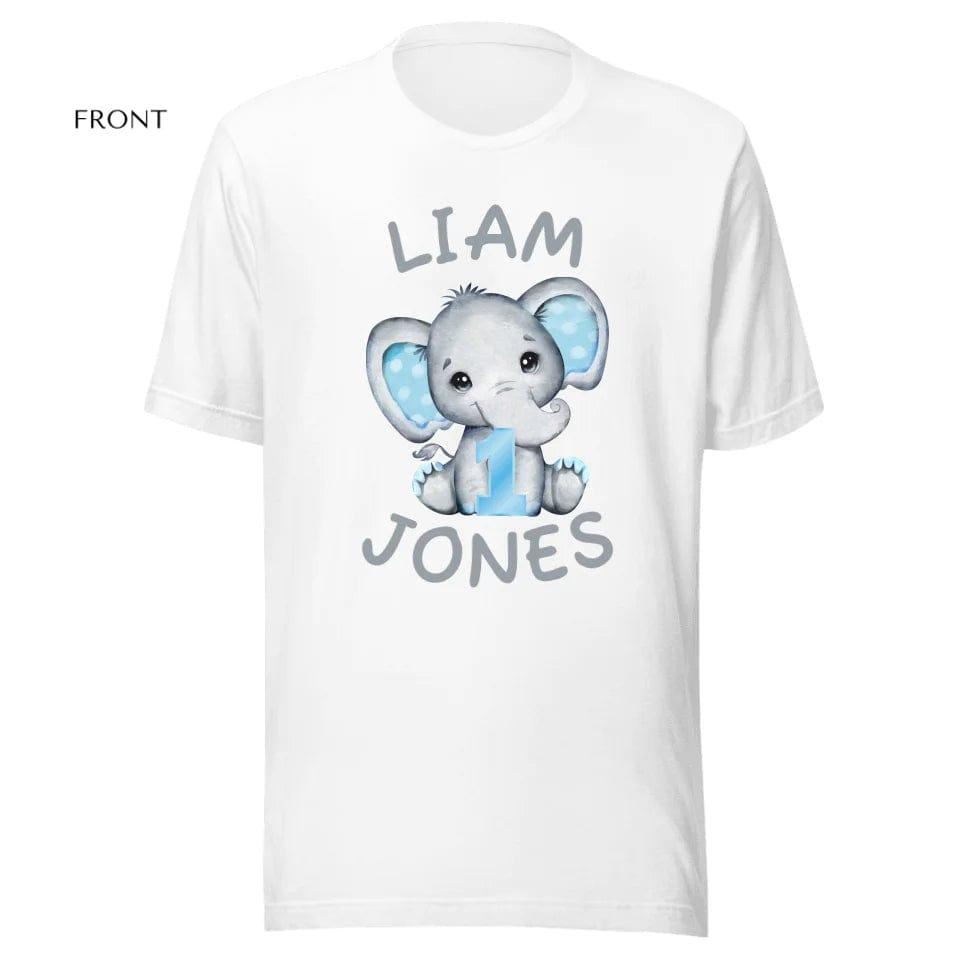 Custom Grey Elephant with Blue Ears & Number T-Shirt - ART-TSH164 - ARTFULANE