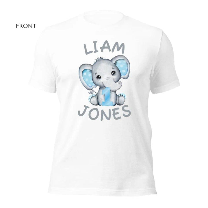 Custom Grey Elephant with Blue Ears & Number T-Shirt - ART-TSH164 - ARTFULANE