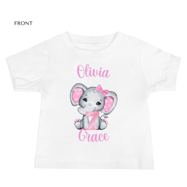 Custom Grey Elephant with Pink Ears & Number T-Shirt - ART-TSH165 - ARTFULANE