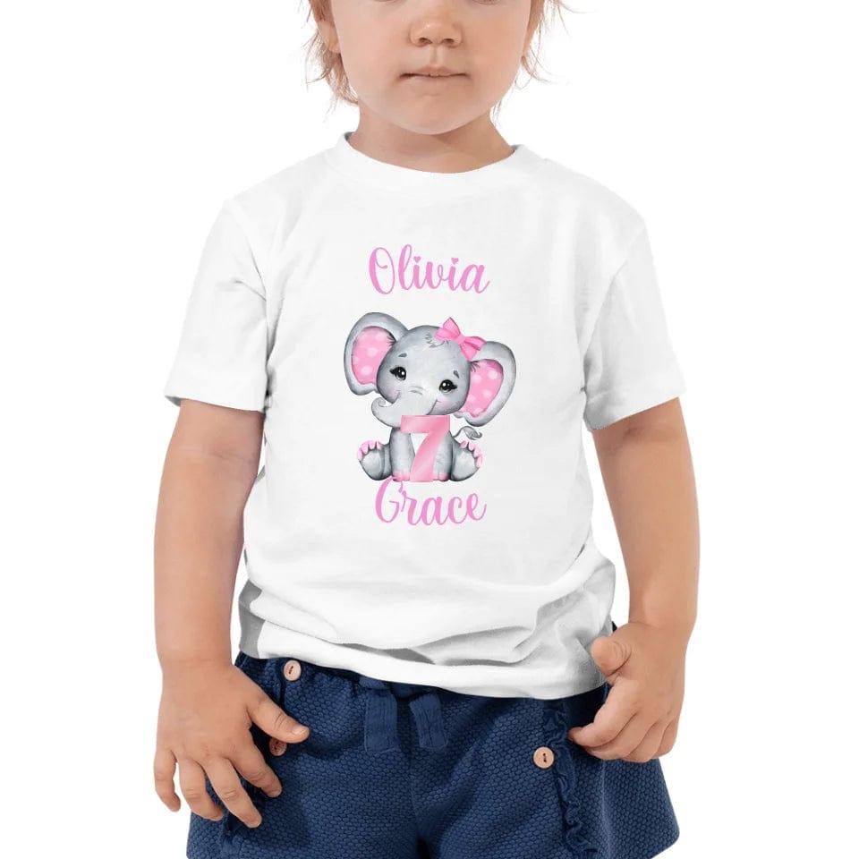 Custom Grey Elephant with Pink Ears & Number T-Shirt - ART-TSH165 - ARTFULANE