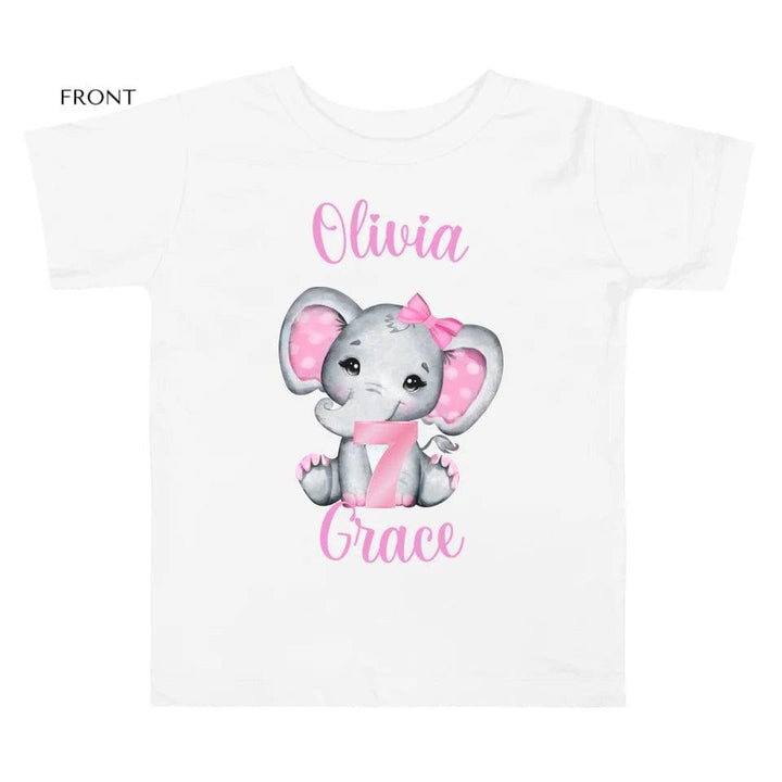 Custom Grey Elephant with Pink Ears & Number T-Shirt - ART-TSH165 - ARTFULANE