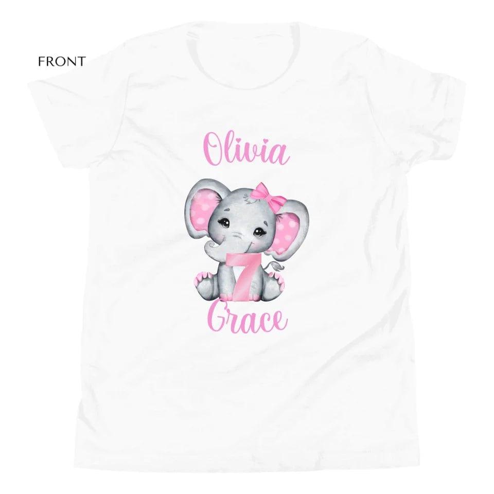 Custom Grey Elephant with Pink Ears & Number T-Shirt - ART-TSH165 - ARTFULANE