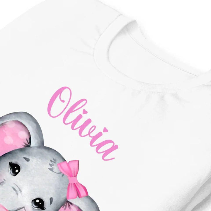 Custom Grey Elephant with Pink Ears & Number T-Shirt - ART-TSH165 - ARTFULANE