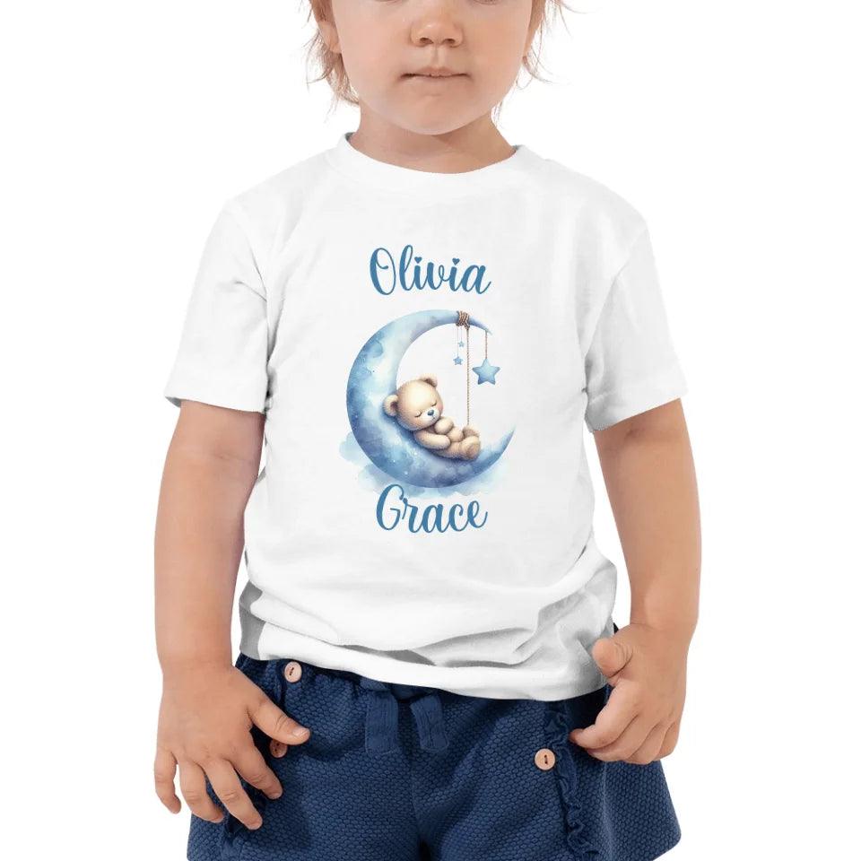 Custom Watercolor Teddy Bears Sleeping on Moon T-Shirt - ART-TSH174 - ARTFULANE