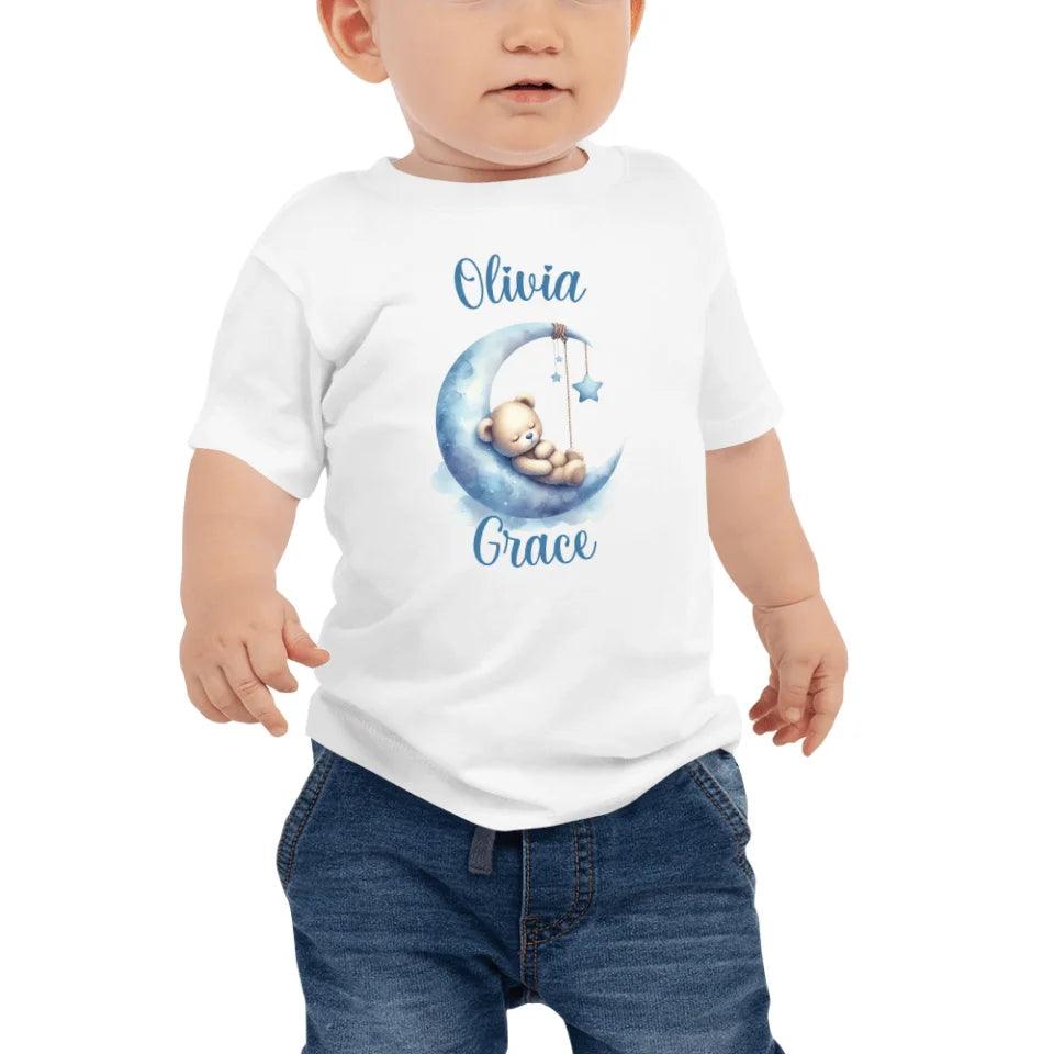 Custom Watercolor Teddy Bears Sleeping on Moon T-Shirt - ART-TSH174 - ARTFULANE