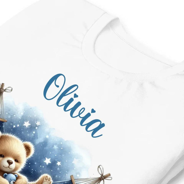 Custom Watercolor Teddy Bear Sleeping on Hammock T-Shirt - ART-TSH175 - ARTFULANE