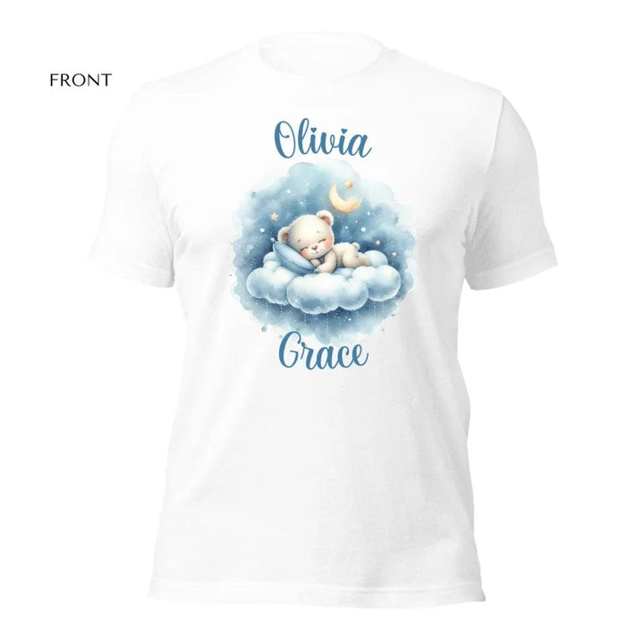 Custom Watercolor Teddy Bear Sleeping on Clouds T-Shirt - ART-TSH176 - ARTFULANE