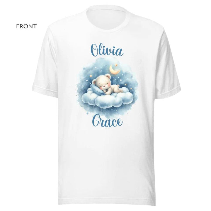 Custom Watercolor Teddy Bear Sleeping on Clouds T-Shirt - ART-TSH176 - ARTFULANE