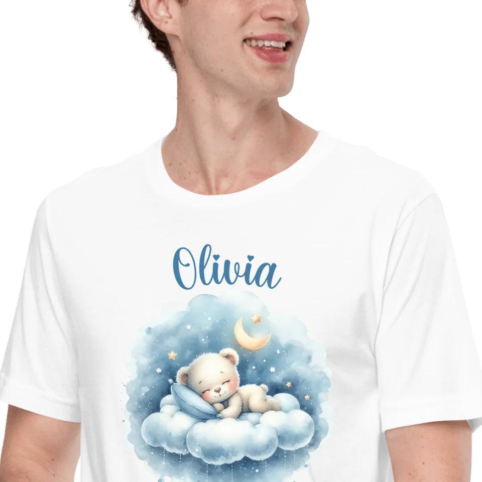 Custom Watercolor Teddy Bear Sleeping on Clouds T-Shirt - ART-TSH176 - ARTFULANE