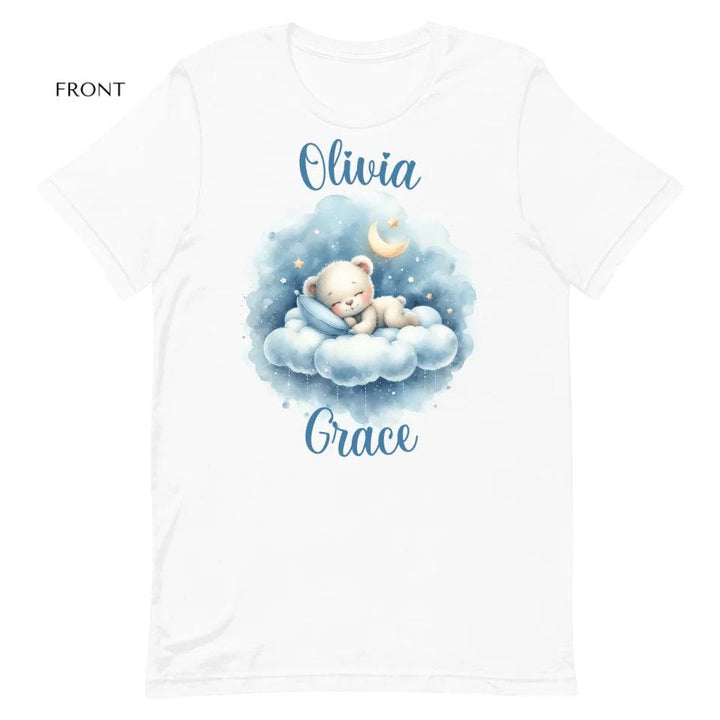 Custom Watercolor Teddy Bear Sleeping on Clouds T-Shirt - ART-TSH176 - ARTFULANE