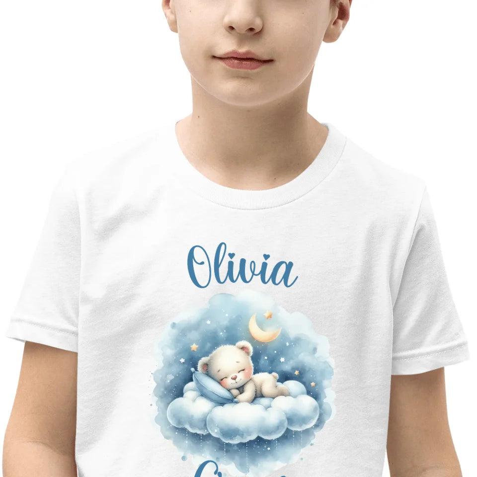 Custom Watercolor Teddy Bear Sleeping on Clouds T-Shirt - ART-TSH176 - ARTFULANE