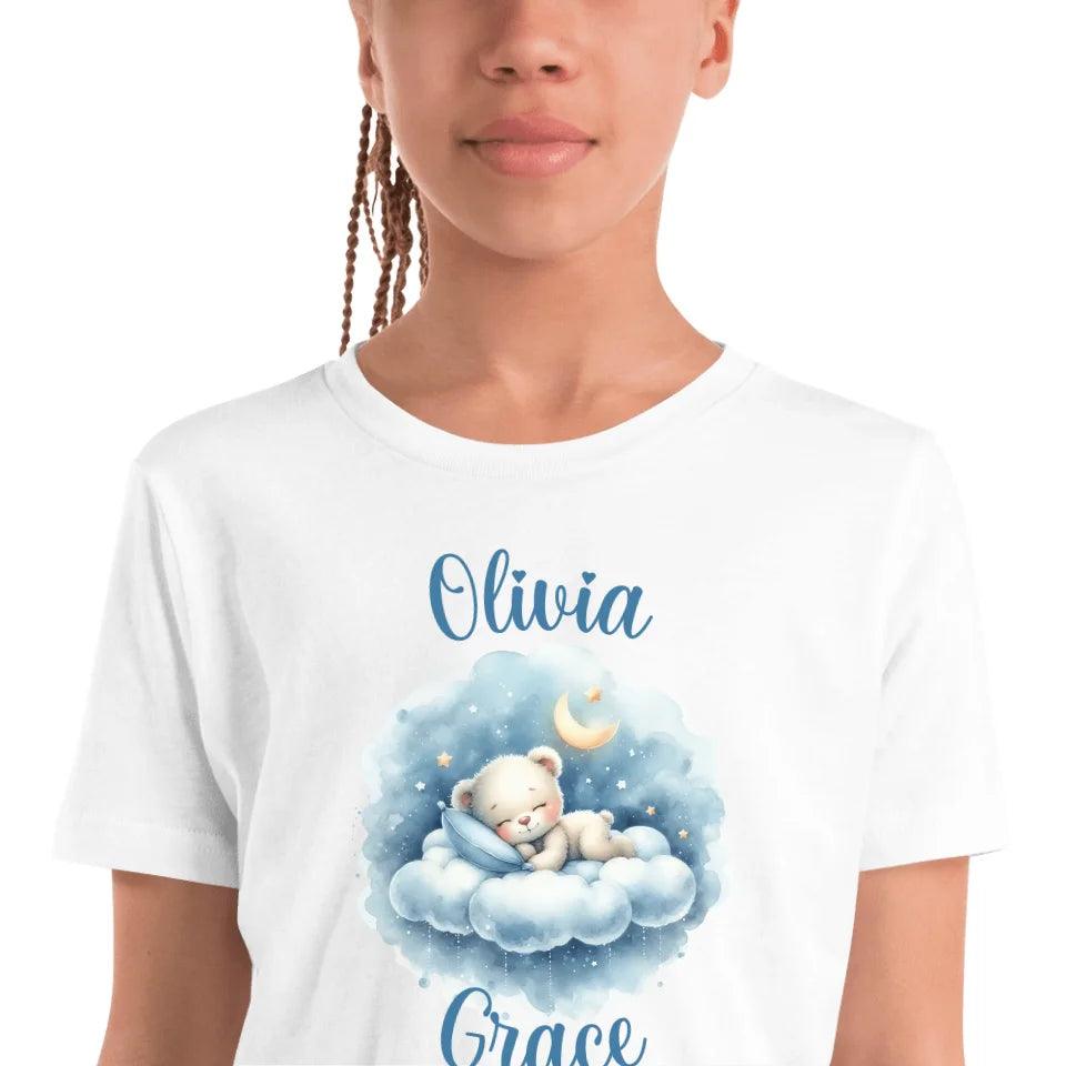 Custom Watercolor Teddy Bear Sleeping on Clouds T-Shirt - ART-TSH176 - ARTFULANE