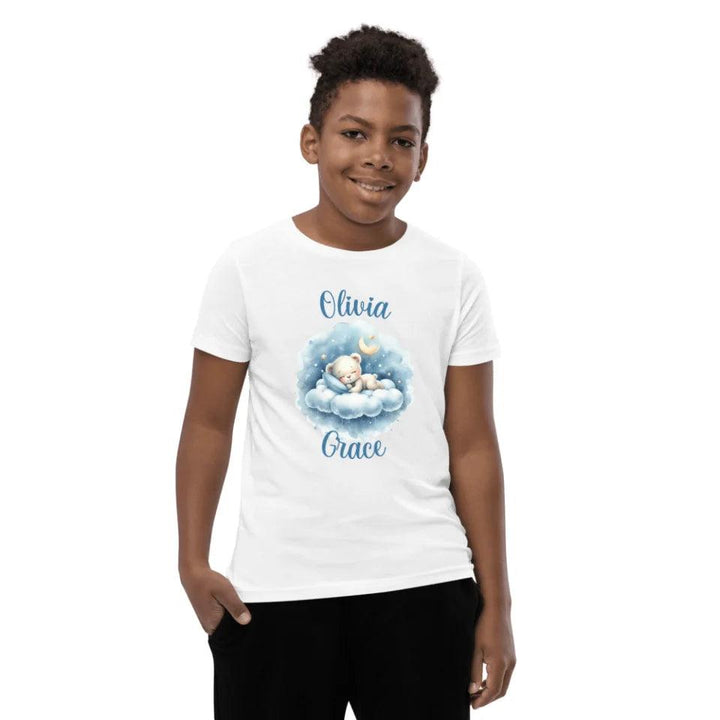 Custom Watercolor Teddy Bear Sleeping on Clouds T-Shirt - ART-TSH176 - ARTFULANE