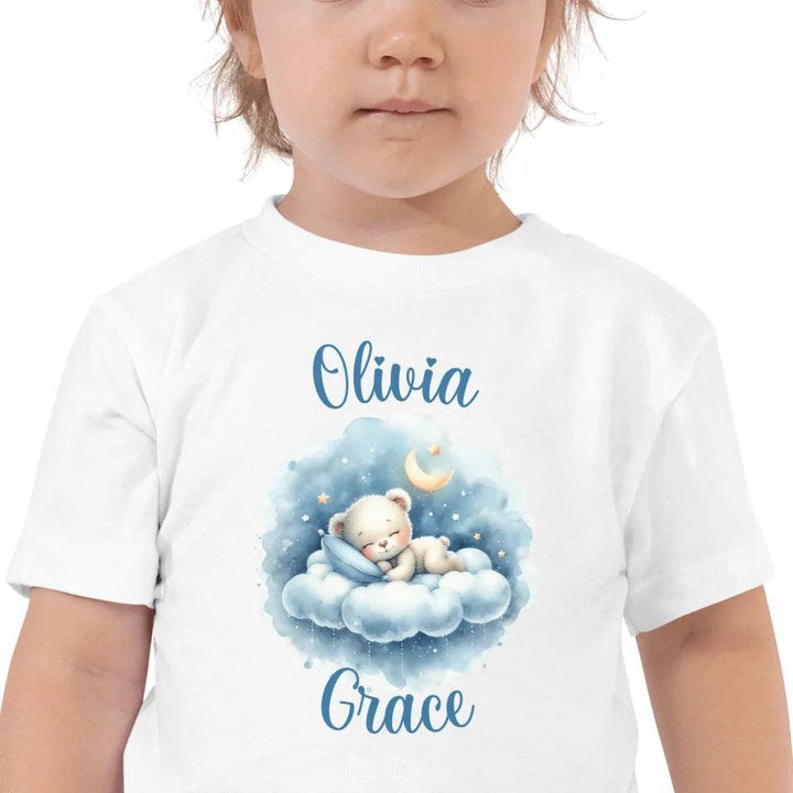 Custom Watercolor Teddy Bear Sleeping on Clouds T-Shirt - ART-TSH176 - ARTFULANE