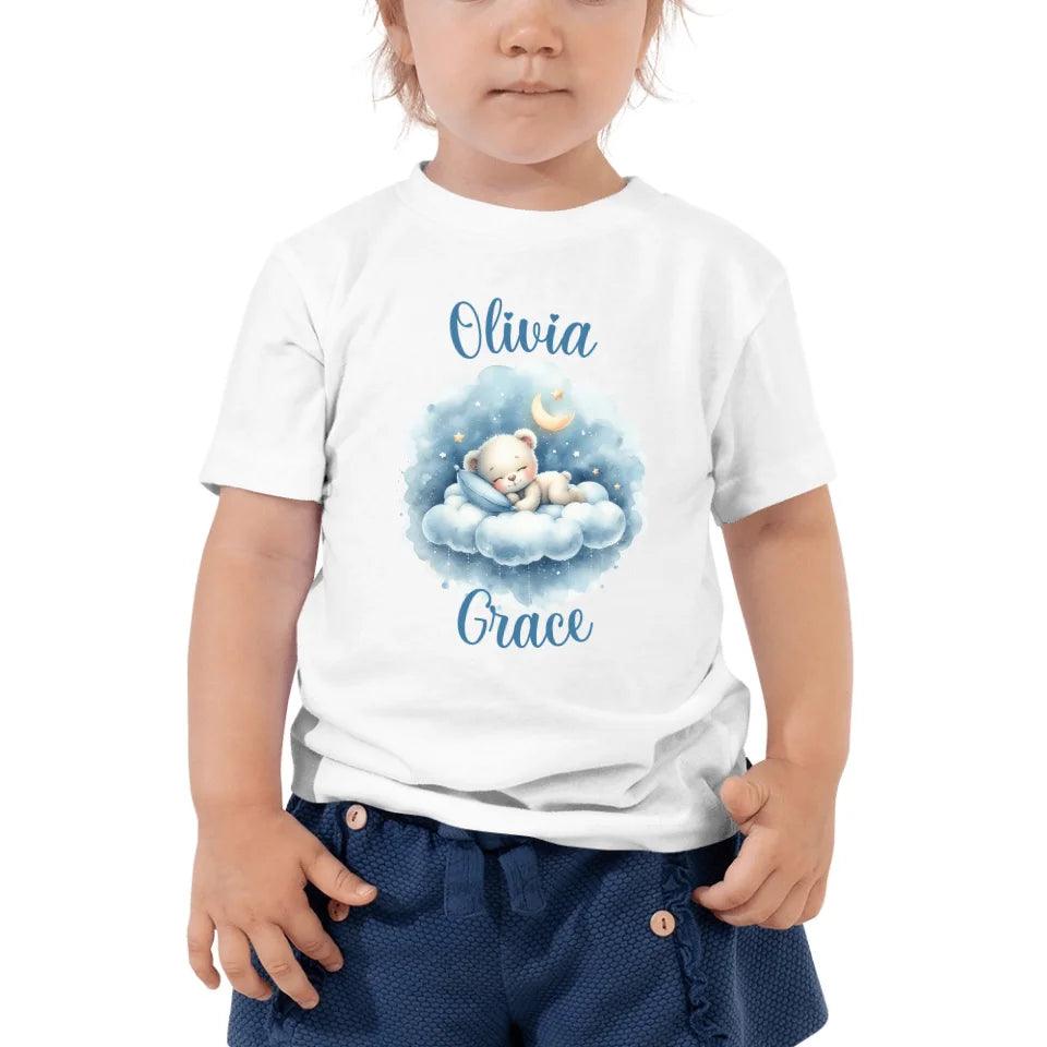 Custom Watercolor Teddy Bear Sleeping on Clouds T-Shirt - ART-TSH176 - ARTFULANE