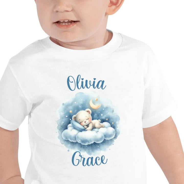 Custom Watercolor Teddy Bear Sleeping on Clouds T-Shirt - ART-TSH176 - ARTFULANE