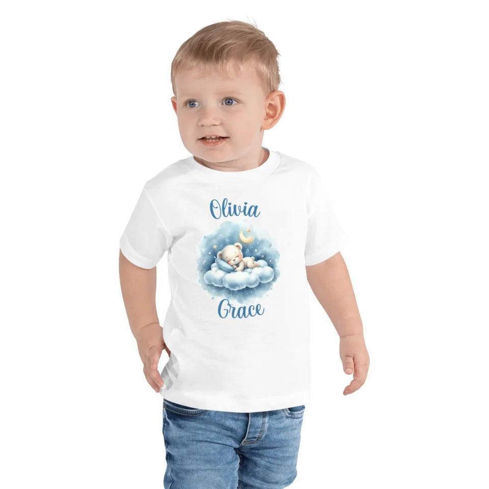 Custom Watercolor Teddy Bear Sleeping on Clouds T-Shirt - ART-TSH176 - ARTFULANE