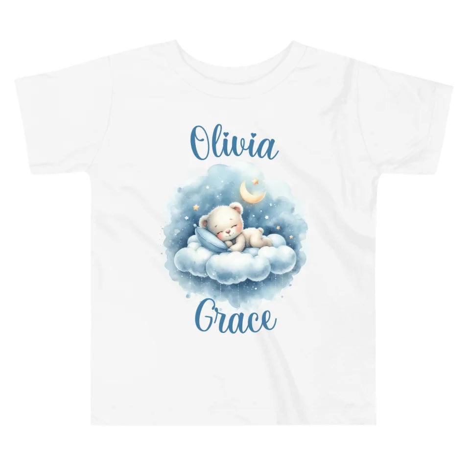 Custom Watercolor Teddy Bear Sleeping on Clouds T-Shirt - ART-TSH176 - ARTFULANE