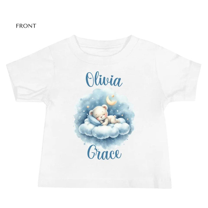 Custom Watercolor Teddy Bear Sleeping on Clouds T-Shirt - ART-TSH176 - ARTFULANE