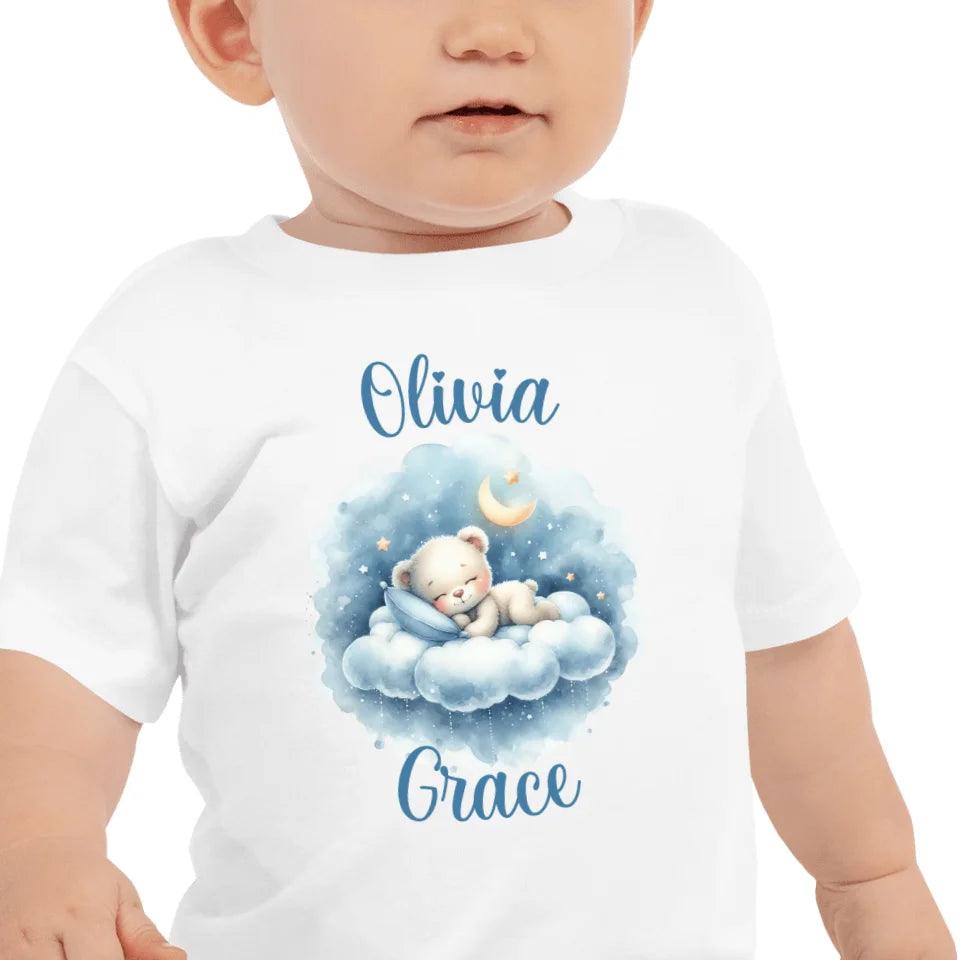 Custom Watercolor Teddy Bear Sleeping on Clouds T-Shirt - ART-TSH176 - ARTFULANE