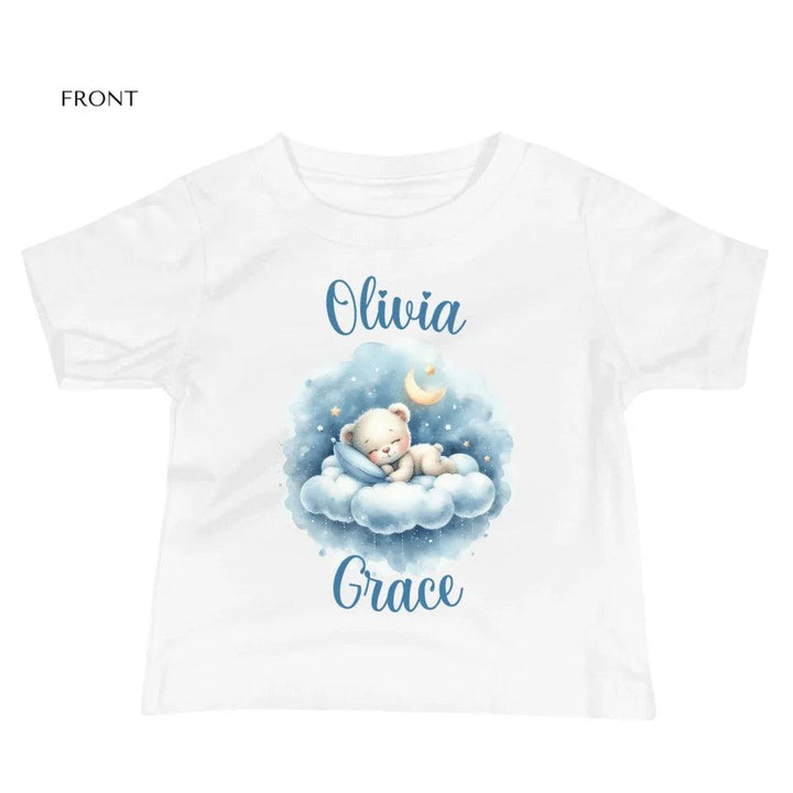 Custom Watercolor Teddy Bear Sleeping on Clouds T-Shirt - ART-TSH176 - ARTFULANE