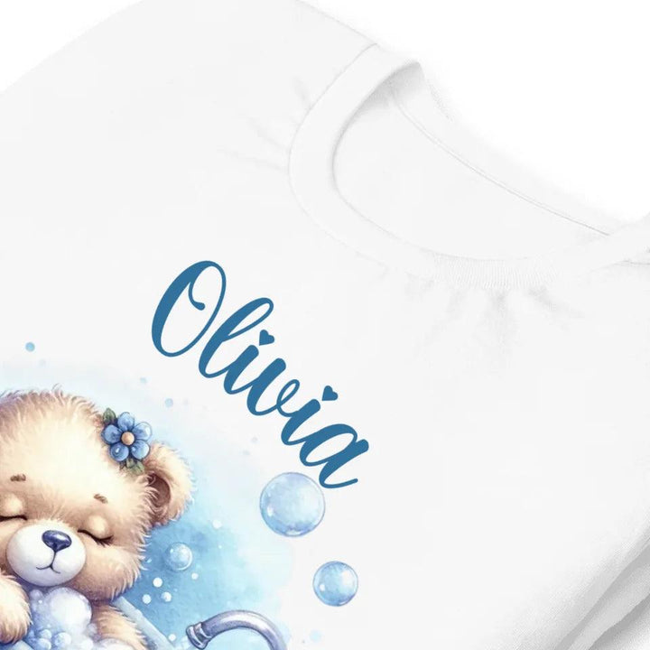 Custom Watercolor Teddy Bear in Bathtub T-Shirt - ART-TSH177 - ARTFULANE