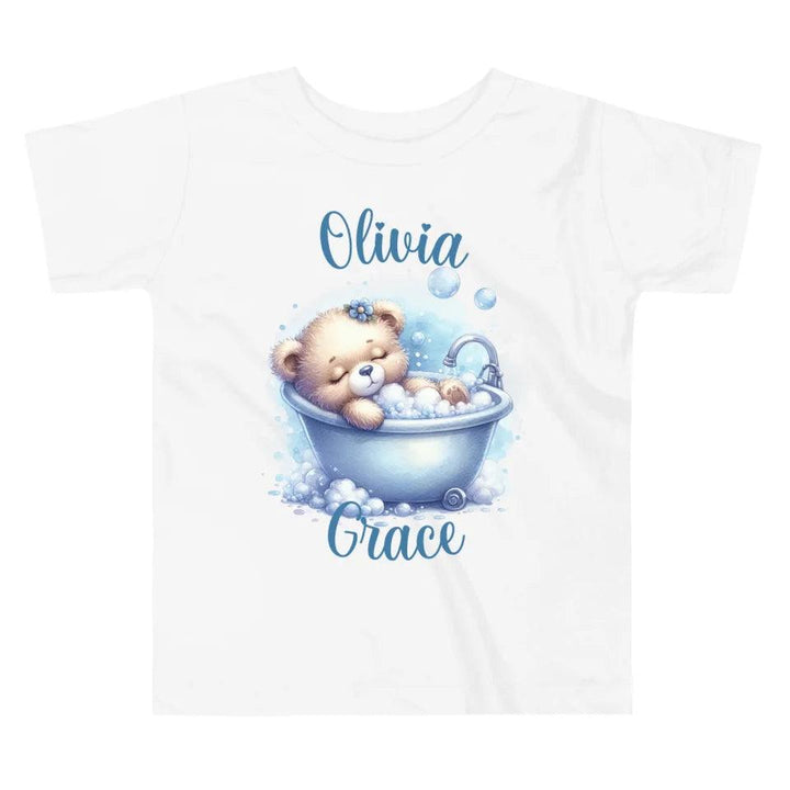 Custom Watercolor Teddy Bear in Bathtub T-Shirt - ART-TSH177 - ARTFULANE