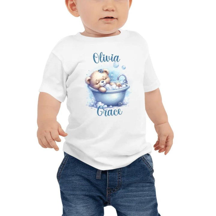 Custom Watercolor Teddy Bear in Bathtub T-Shirt - ART-TSH177 - ARTFULANE