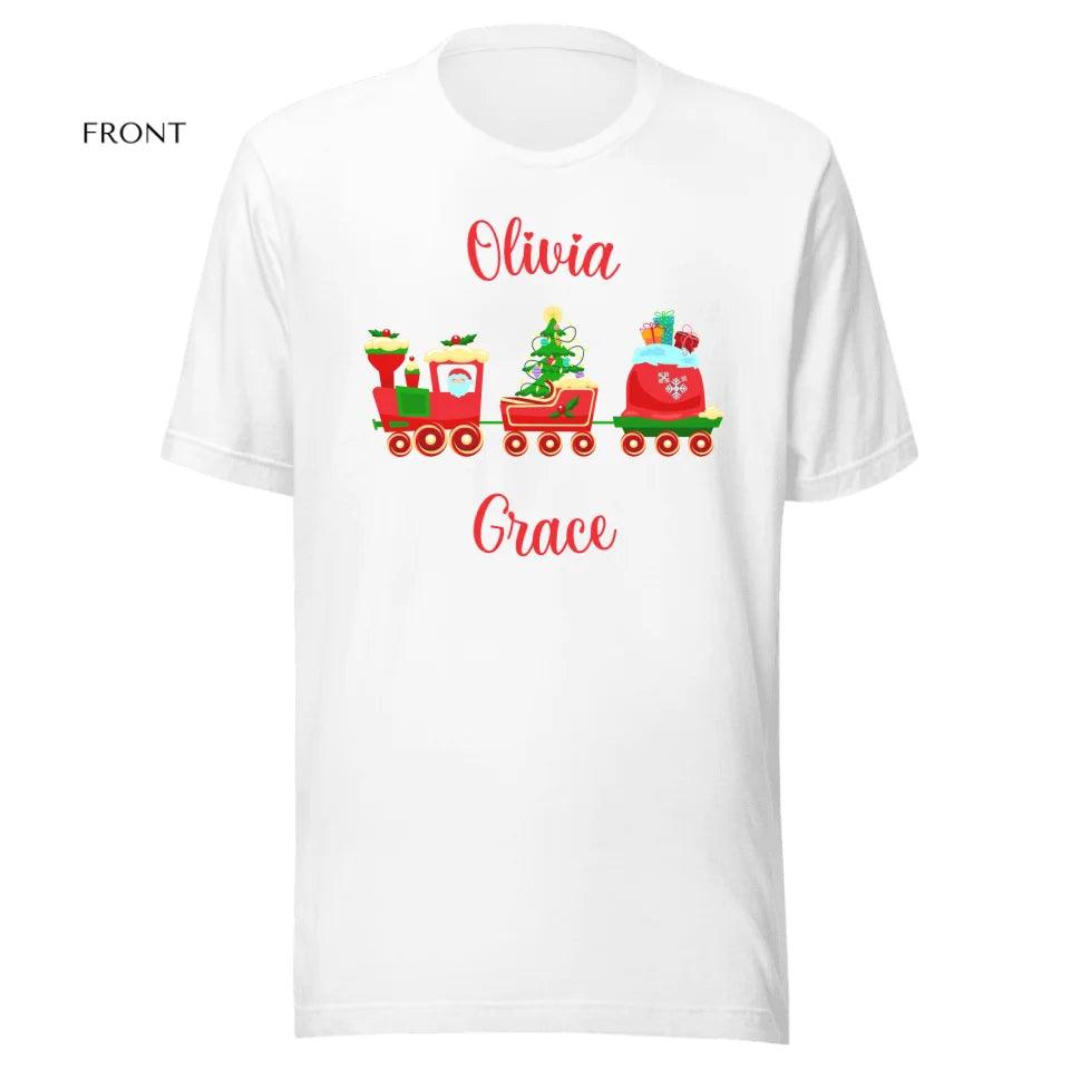 Custom Christmas Santa Gingerbread Train T-Shirt - ART-TSH180 - ARTFULANE