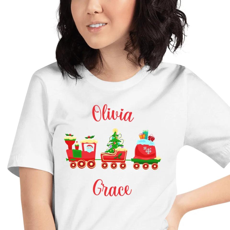 Custom Christmas Santa Gingerbread Train T-Shirt - ART-TSH180 - ARTFULANE