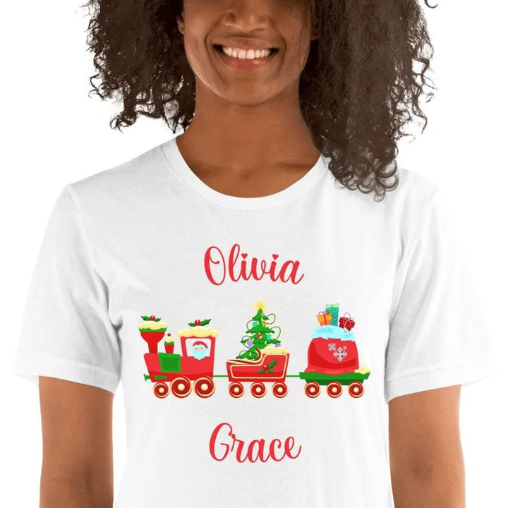 Custom Christmas Santa Gingerbread Train T-Shirt - ART-TSH180 - ARTFULANE