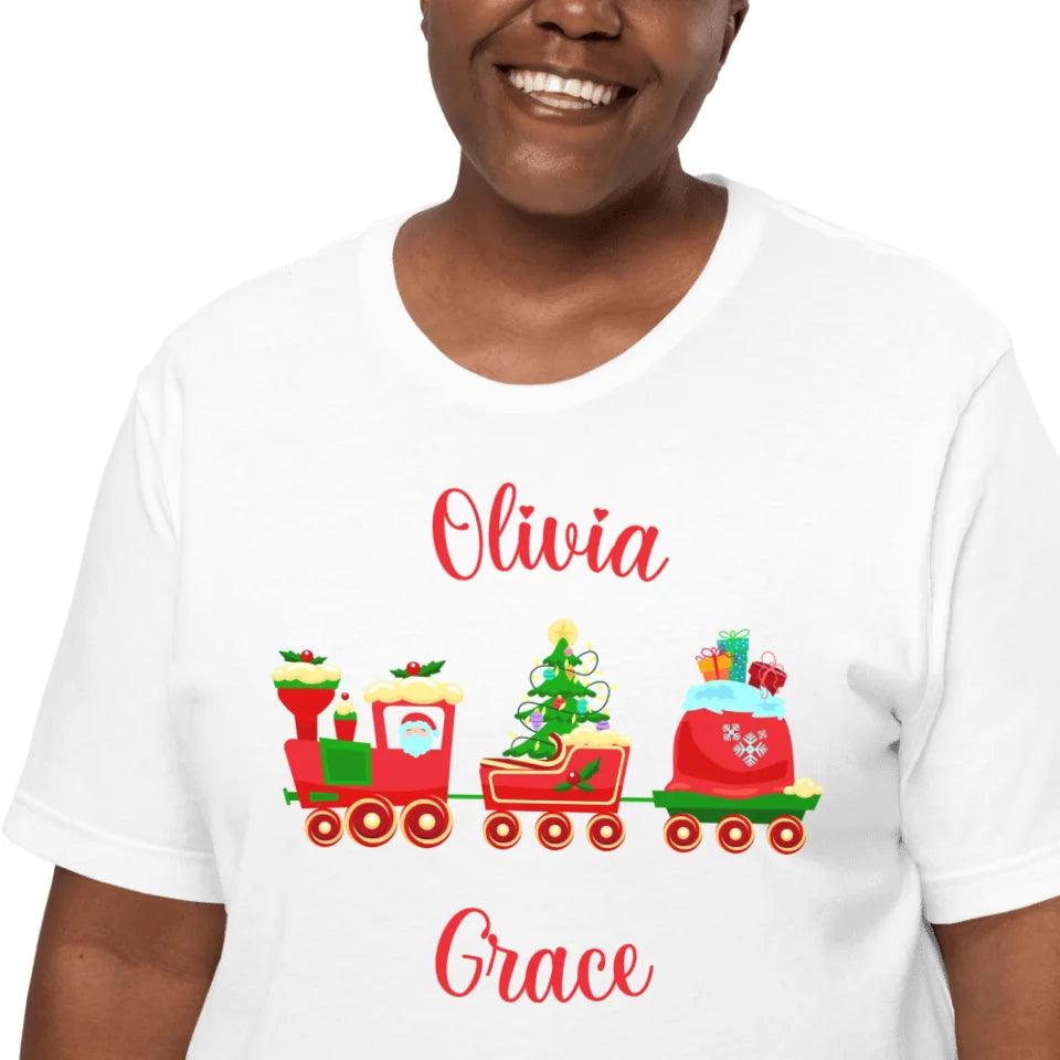 Custom Christmas Santa Gingerbread Train T-Shirt - ART-TSH180 - ARTFULANE