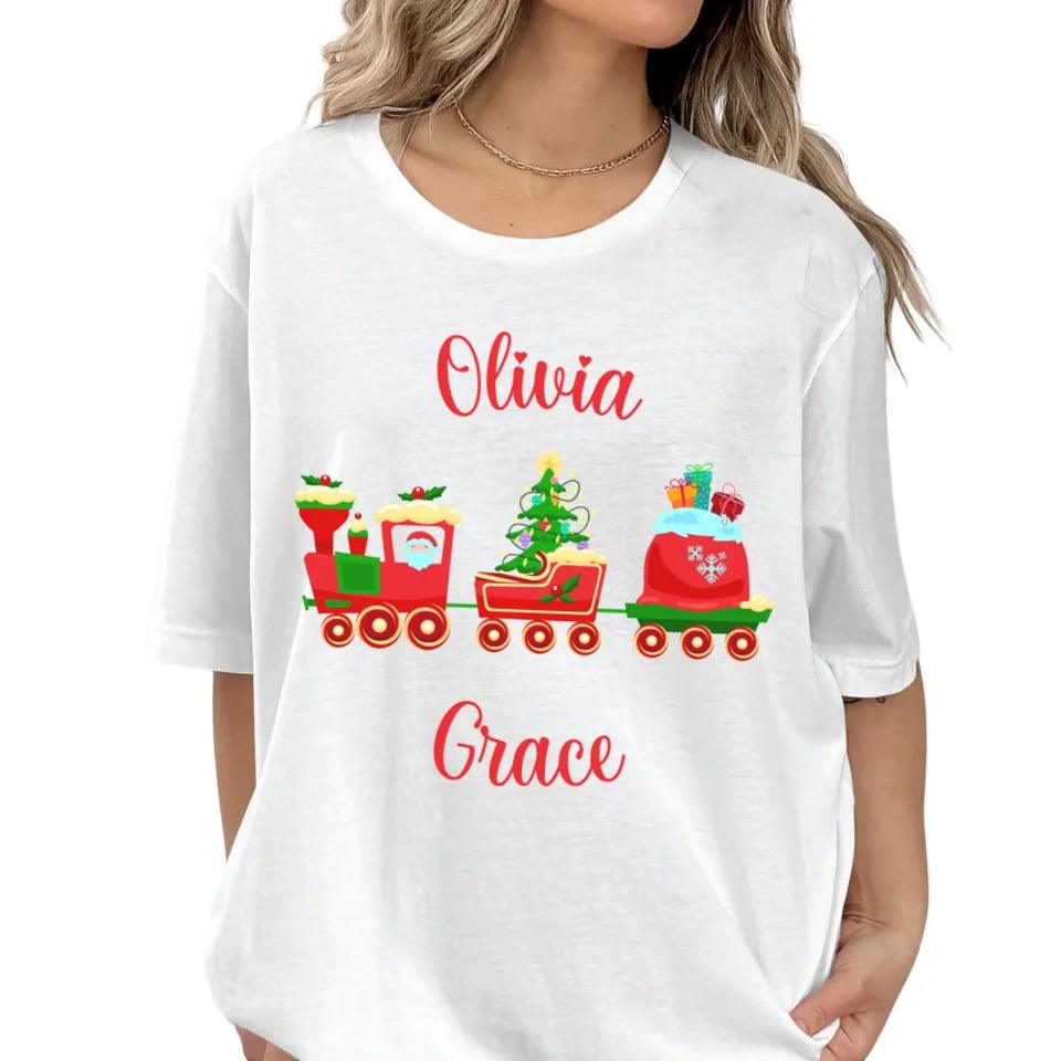 Custom Christmas Santa Gingerbread Train T-Shirt - ART-TSH180 - ARTFULANE