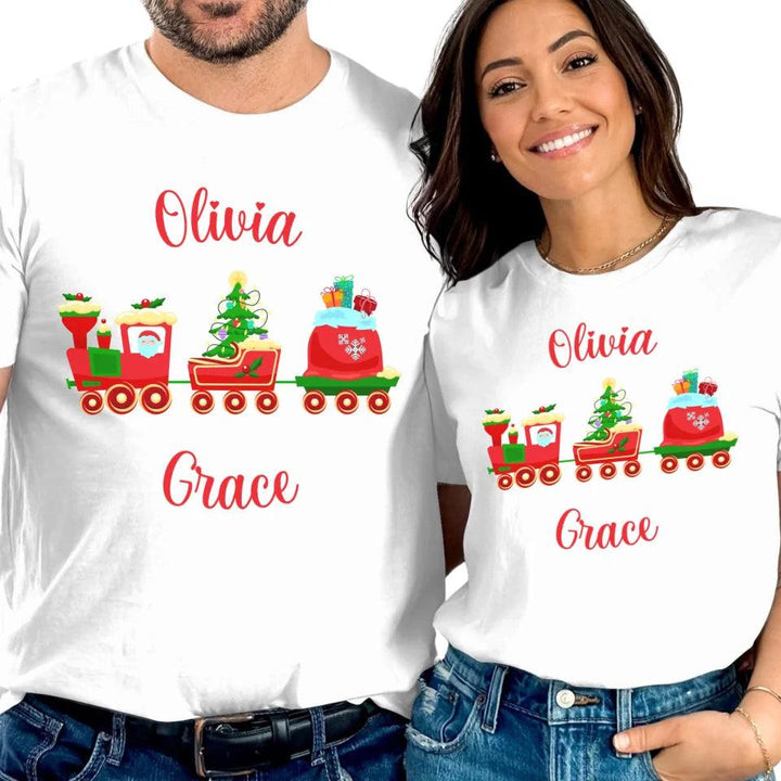 Custom Christmas Santa Gingerbread Train T-Shirt - ART-TSH180 - ARTFULANE