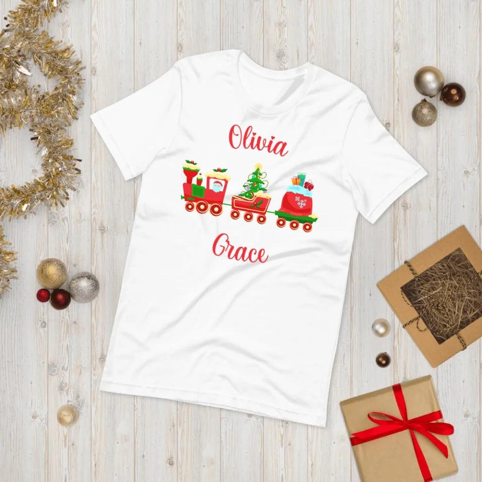 Custom Christmas Santa Gingerbread Train T-Shirt - ART-TSH180 - ARTFULANE