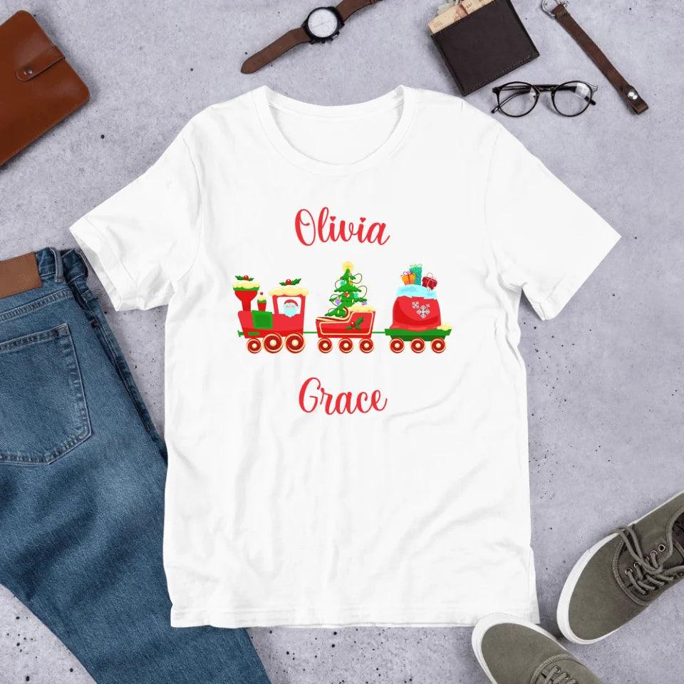 Custom Christmas Santa Gingerbread Train T-Shirt - ART-TSH180 - ARTFULANE