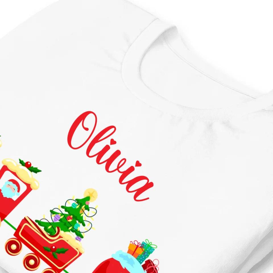 Custom Christmas Santa Gingerbread Train T-Shirt - ART-TSH180 - ARTFULANE