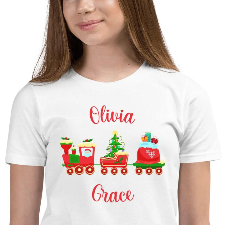 Custom Christmas Santa Gingerbread Train T-Shirt - ART-TSH180 - ARTFULANE